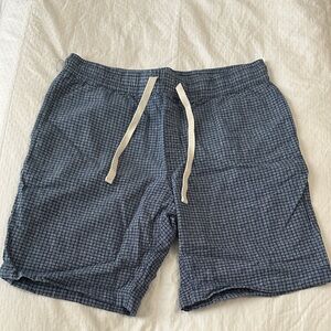 Blue Linen Shorts with Drawstring